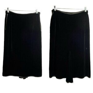 JANICE WAINWRIGHT VTG Rayon Silk Blend Velvet Midi Skirt Formal Black 12 62-14